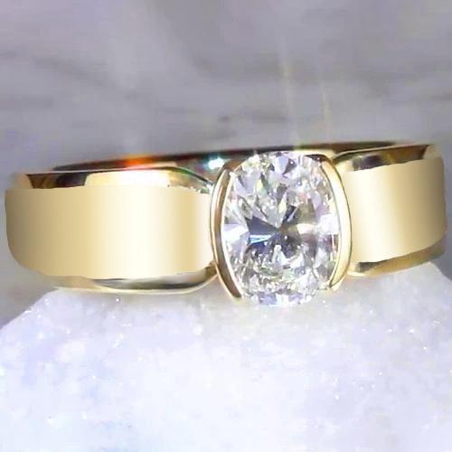 Solitaire masculino anel oval de diamante 1.50 quilates joias de ouro amarelo - harrychadent.pt