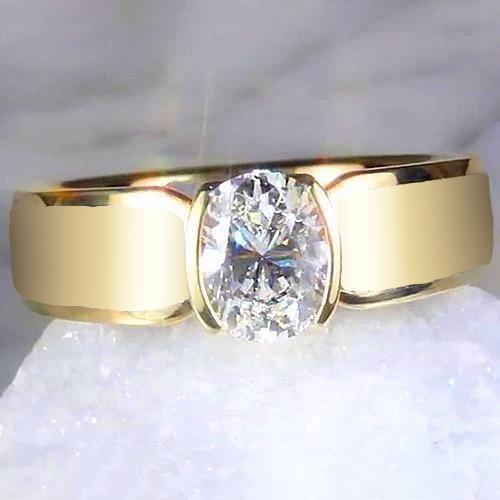 Solitaire masculino anel oval de diamante 1.50 quilates joias de ouro amarelo - harrychadent.pt