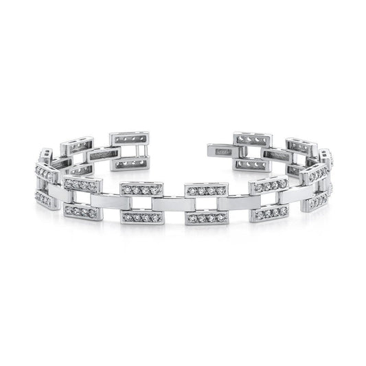 Pulseira quadriculada masculina 9,50 ct diamantes lapidação redonda ouro branco 14K - harrychadent.pt