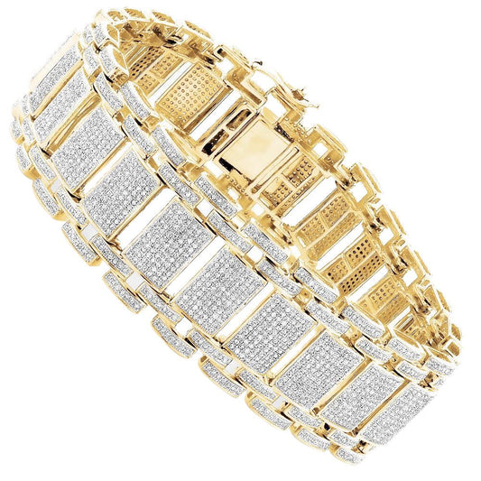 Pulseira masculina espumante de 14,5 quilates de diamantes amarelo ouro 14K - harrychadent.pt