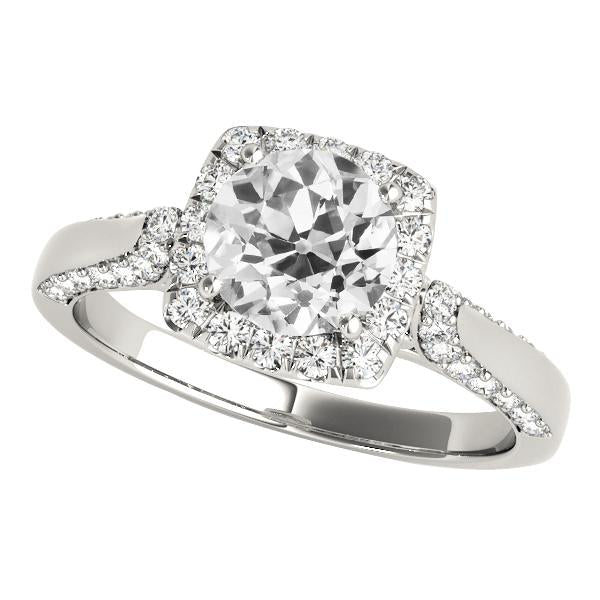 Antigo corte redondo anel de diamante halo joias de ouro branco 4.50 quilates - harrychadent.pt