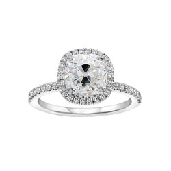 Old European Diamond Halo Ring With Round Cut Accents 1.75 Carats