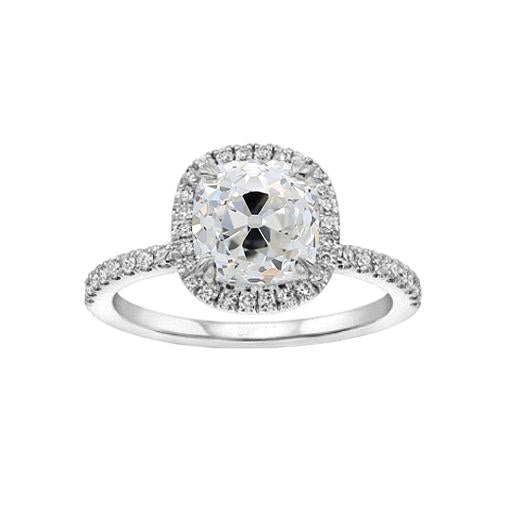 Antigo anel halo de diamante europeu com acentos de corte redondo de 1.75 quilates - harrychadent.pt