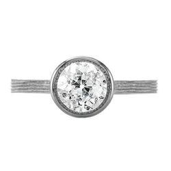 Old European Solitaire Ring Round Bezel Set 1.25 Carats  Real Diamond Vintage Style