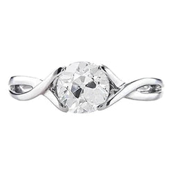 Old Mine Cut Diamond Solitaire Ring 1 Carat Split Shank Women Jewelry
