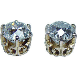 Old Miner Cut Diamond Stud Women Earrings White Gold 14k 2 Carats
