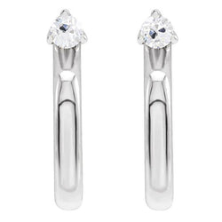 Open Hoop Lab Grown Diamond Earrings 2 Carats Solitaire Old Miner White Gold 14K
