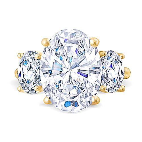 Anel de noivado oval de 3 quilates com diamante e três pedras joias de ouro amarelo - harrychadent.pt
