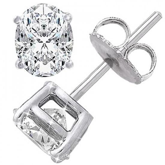 Brinco de cravo feminino de diamante com corte oval de 3.20 quilates ouro branco - harrychadent.pt