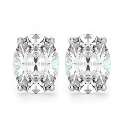 Oval Cut 3.5 Carats Diamond Stud Earrings White Gold Jewelry
