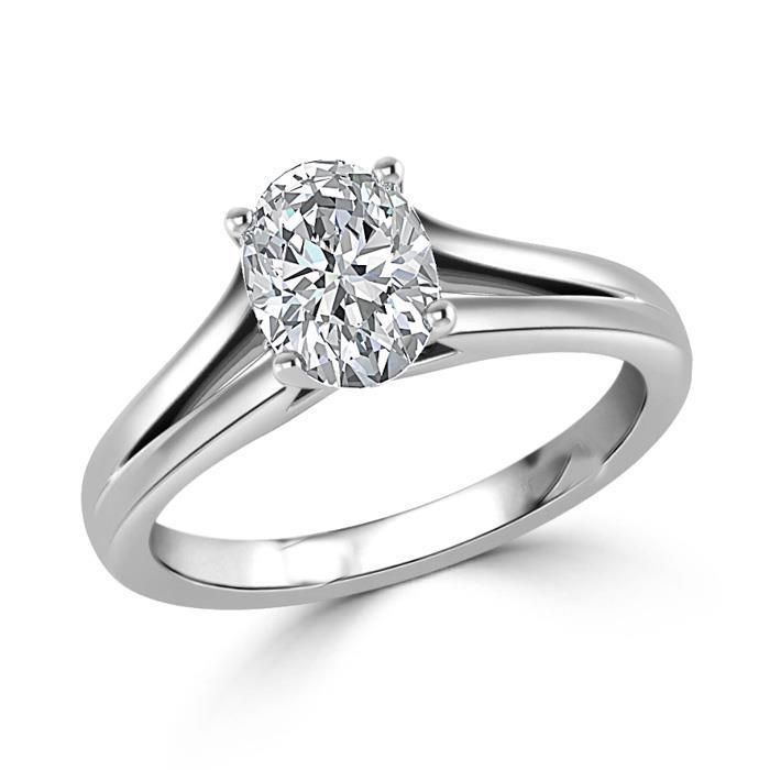 Solitário Corte Oval 2.50 quilates diamante anel de noivado ouro branco 14K - harrychadent.pt