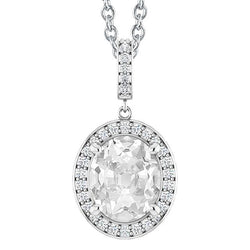 Oval Old Cut Halo Real Diamond Pendant 6.50 Carats Gold With Chain & Bail