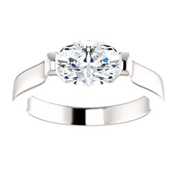 Oval Solitaire Diamond Engagement Ring 4 Carats White Gold