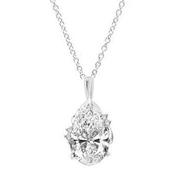 Pear And Round Cut 2.70 Carats Diamonds Pendant Necklace Gold White