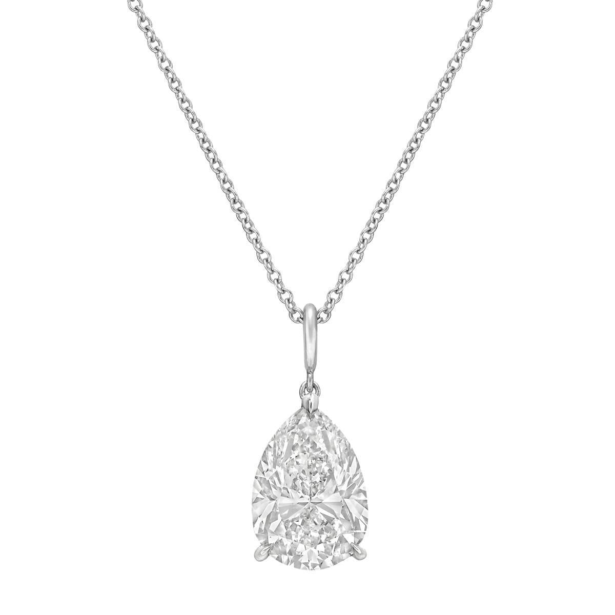 Colar de pingente de diamante 2.50 quilates com corte de pêra e corrente branca 14K - harrychadent.pt