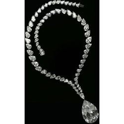 Pear Cut Diamond Necklace White Gold Jewelry New 31 Carats