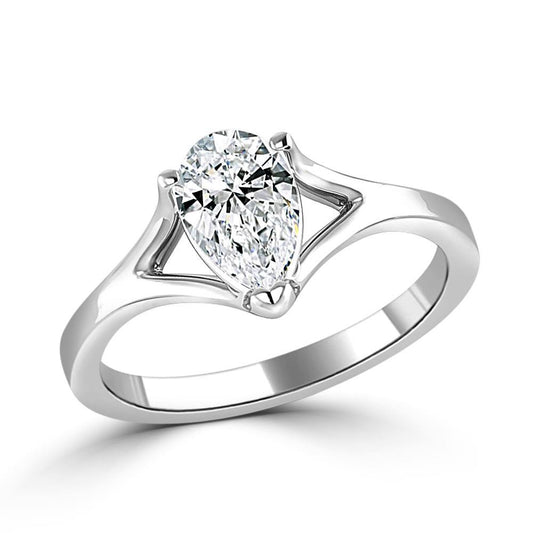 Pear Cut Solitaire 2 Ct Solitaire diamante anel de noivado ouro branco - harrychadent.pt