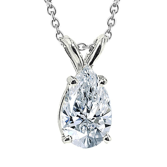 Pêra Diamante Solitaire Pingente Mulheres Colar Ouro Branco Novo 3 Cts. - harrychadent.pt