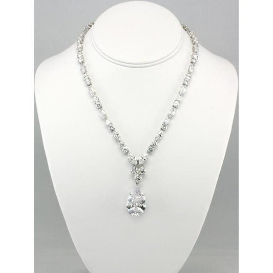 Colar de diamante redondo de pêra e 20 quilates em ouro branco 14K fino - harrychadent.pt