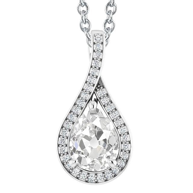 Pear Old Miner & Round Diamond Slide Pendant 4.50 quilates Split Shank - harrychadent.pt