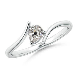 Pear Solitaire Old Miner Diamond Ring 1.50 Carats Prongs Tension Style