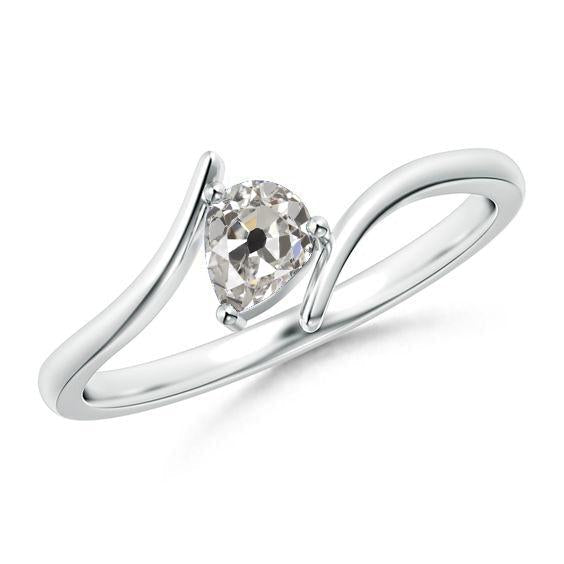 Pear Solitaire Old Miner Diamond Ring 1.50 quilates Prongs estilo de tensão - harrychadent.pt