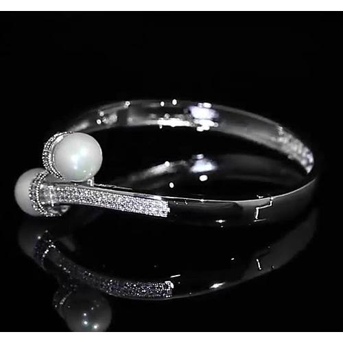 Pulseira de diamante de pérola 12 mm e 4 quilates joias femininas F Vs1 - harrychadent.pt