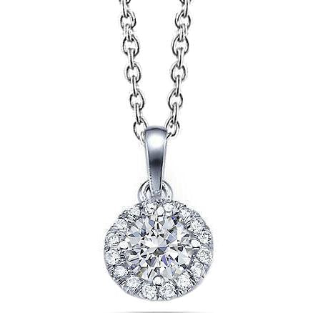 Colar pingente de 2.80 ct lindo diamantes lapidação redonda ouro branco 14K - harrychadent.pt