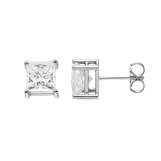 Princesa corte 2 quilates de diamantes feminino brinco cravejado de ouro branco 14K - harrychadent.pt