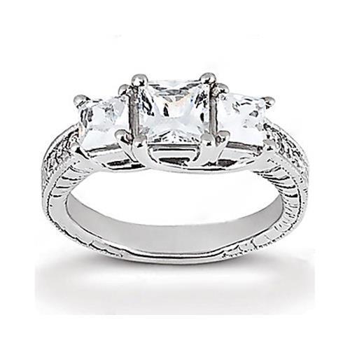 Princesa corte 2,43 quilates diamante 3 pedra anel de noivado ouro branco - harrychadent.pt