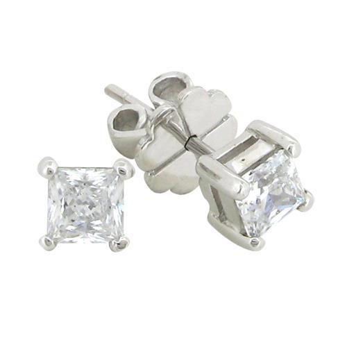 Brincos Princesa Cut 3.00 quilates de diamante em ouro branco 14K - harrychadent.pt