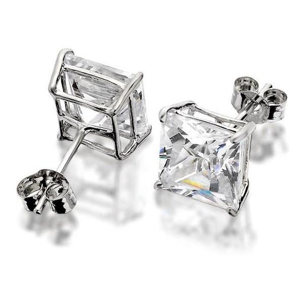 Princesa Cut 3.20 Ct Diamonds Studs Brincos de ouro branco 14K - harrychadent.pt