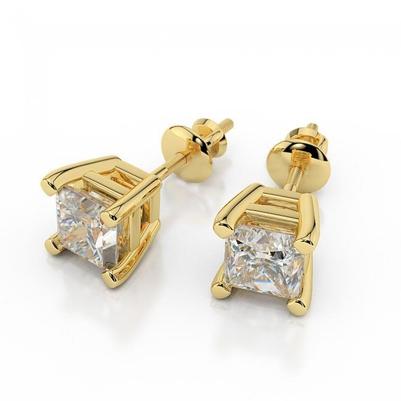 Princesa Cut 3.50 quilates Diamonds Studs brincos ouro amarelo 14K - harrychadent.pt