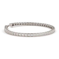 Princess Cut 5.75 Carats Bezel Set Diamonds Tennis Bracelet Wg