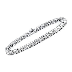 Princess Cut 9 Carats Sparkling Diamonds Tennis Bracelet WG 14K