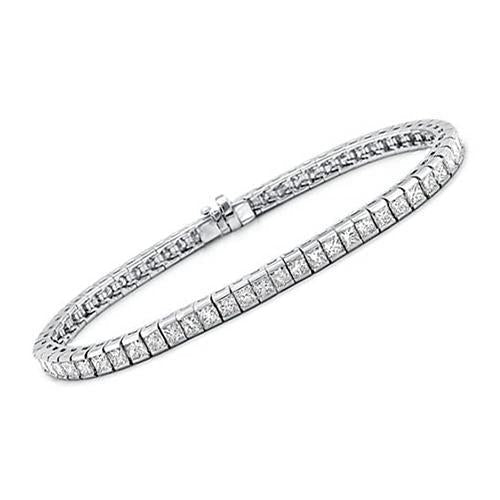 Pulseira de tênis Princess Cut 9 quilates Sparkling Diamonds WG 14K - harrychadent.pt