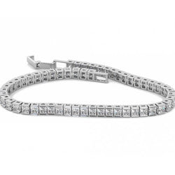 Princess Cut Channel Set 10.80 Ct Diamonds Tennis Bracelet White Gold