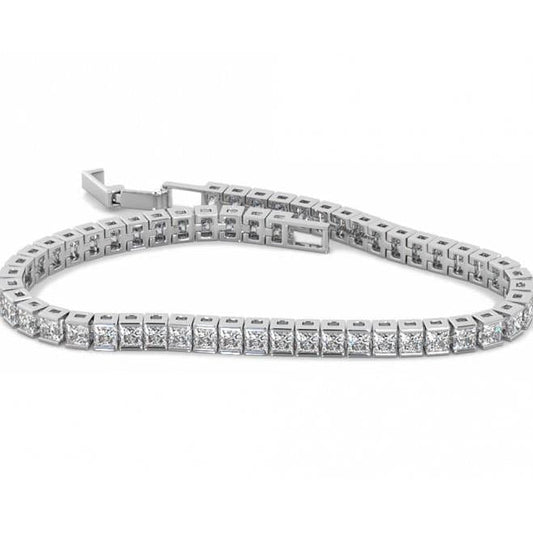 Conjunto de canais Princess Cut Diamonds 7.50 ct pulseira de tênis em ouro branco - harrychadent.pt