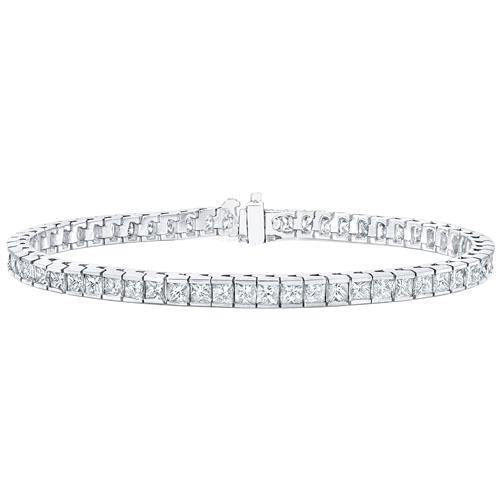 Pulseira de tênis princesa Cut Diamond Lady 8.25 quilates em ouro branco 14K - harrychadent.pt