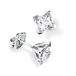 Princess Cut Diamond Stud Earring Women Gold Jewelry 2.10 Carats