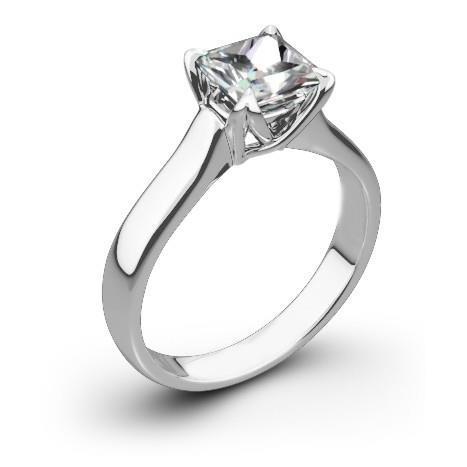 Princesa Cut Solitaire com diamante de 1.75 quilates e anel de ouro branco - harrychadent.pt