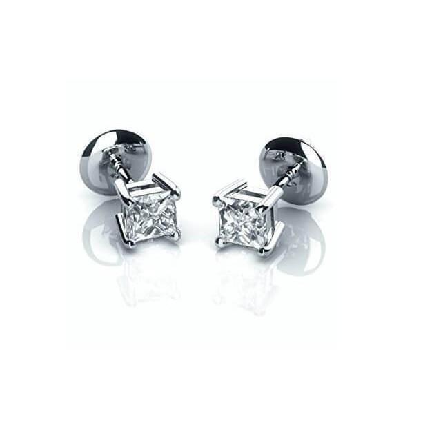 Princesa Cut Sparkling 3.00 ct Diamonds Studs Brincos Ouro Branco - harrychadent.pt