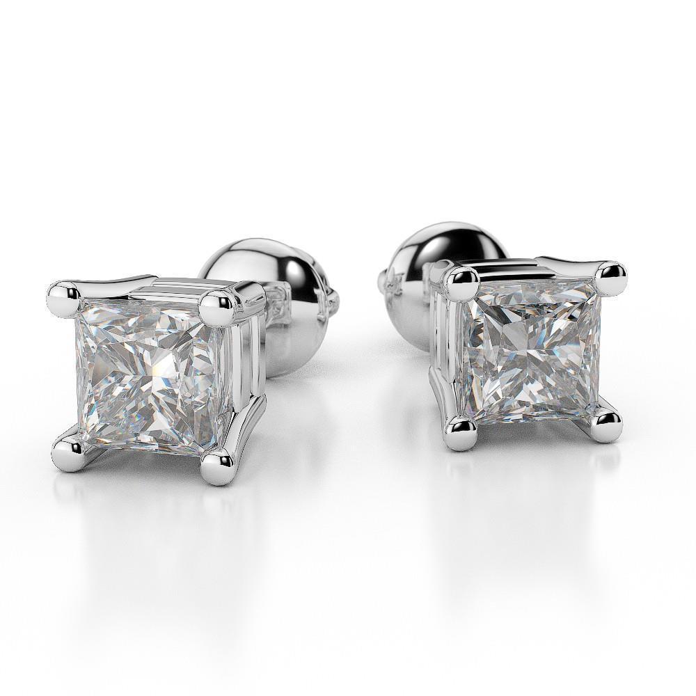 Princesa Cut Sparkling 4 Ct Diamonds Feminino Studs Brincos Branco - harrychadent.pt