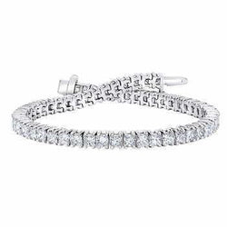 Princess Diamond Fine Tennis Bracelet 10 Carats White Gold 14K