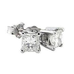 Princess Diamonds 4 Carat Stud Earrings Pair New E VVS1