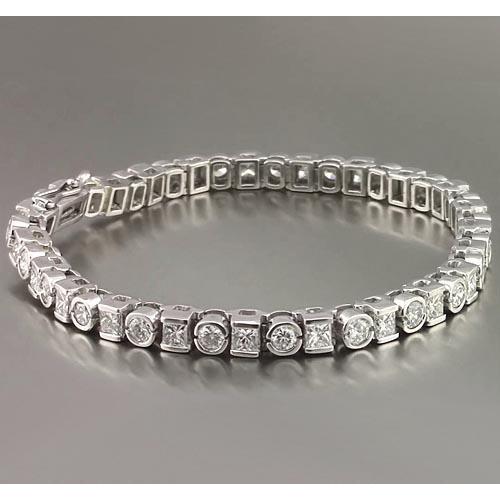 Pulseira de tênis de diamante redondo da princesa 7.20 quilates. ouro branco 14K - harrychadent.pt