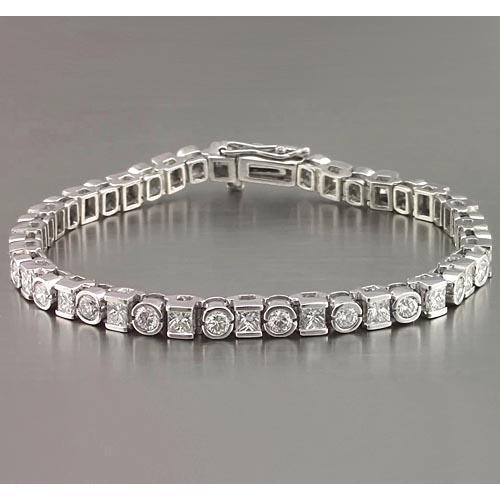 Pulseira de tênis de diamante redondo da princesa 7.20 quilates. ouro branco 14K - harrychadent.pt