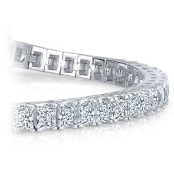 Princess Shaped Diamond Tennis Bracelet 13 Carat White Gold 14K