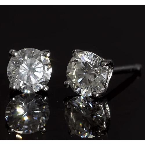 Brinco de pino redondo de diamante com pino de 1.80 quilates e ouro branco 14K - harrychadent.pt