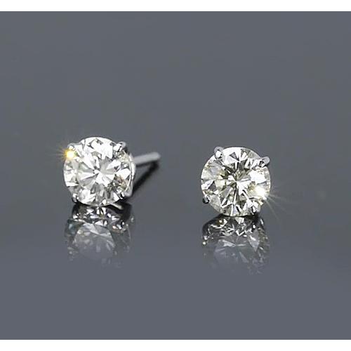 Brincos com pino redondo de diamante de 1.50 quilates e ouro branco 14K joias - harrychadent.pt